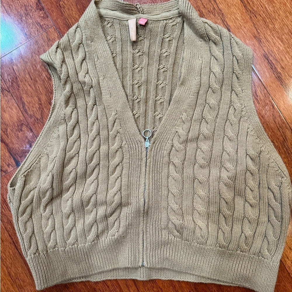 anthropologie pilcro cable knit zip sweater vest